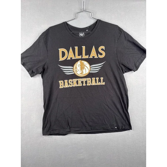 47 Brand Dallas Basketball T-Shirt Mens 2XL Black Short Sleeve Graphic Tee