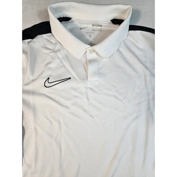 Nike Mens Dri-FIT Academy Soccer Polo Shirt‎ White Black DR1346-100 Slim Fit S