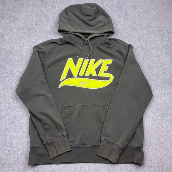 nike‎ hoodie yellow gray swoosh pullover xl