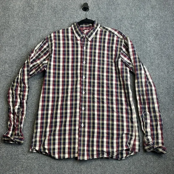Hamilton Shirt Co Plaid Button Down Mens Large Blue Made in USA Classic