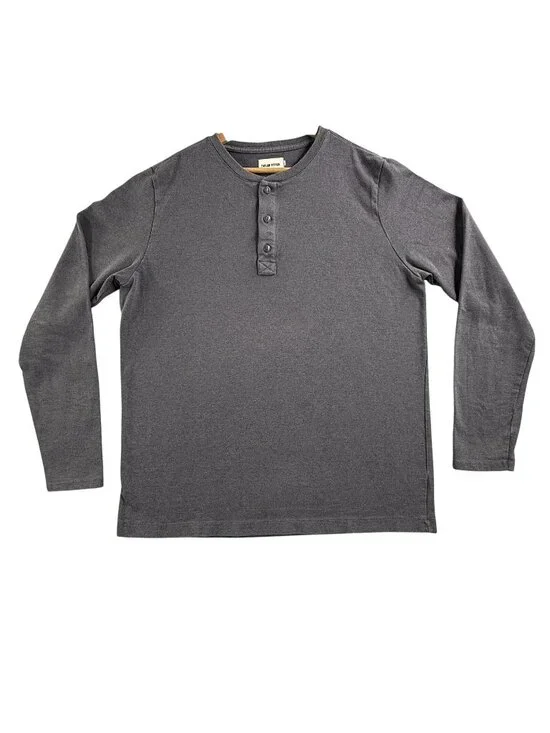 Taylor Stitch Shirt Mens 44 Gray Long Sleeve Henley Upcycled Cotton RPET Tee