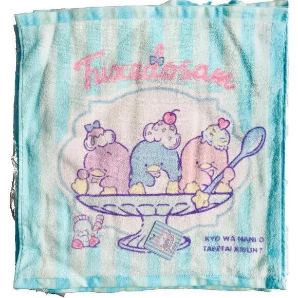 Sanrio Tuxedo Sam Face Hand Towel Washcloth Japan Import 14” Kawaii Penguins