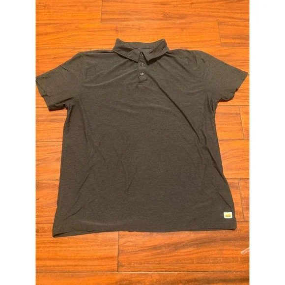 Vuori Strato Tech Polo Mens Large Charcoal Heather Grey Short Sleeve Shirt L