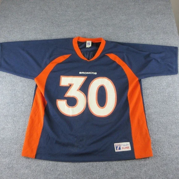 Vintage Denver Broncos Jersey Mens XL Blue NFL Football Logo 7 Terrell Davis 90s