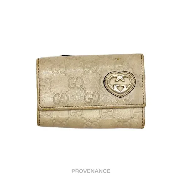 🔴 Gucci GG Heart 6 Key Holder - Cream Guccissima Leather