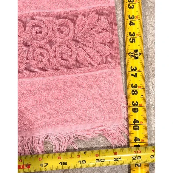 Vintage Lot of 2 Cannon Monticello Pink Cotton Bath & Hand Towel Set Fringe USA