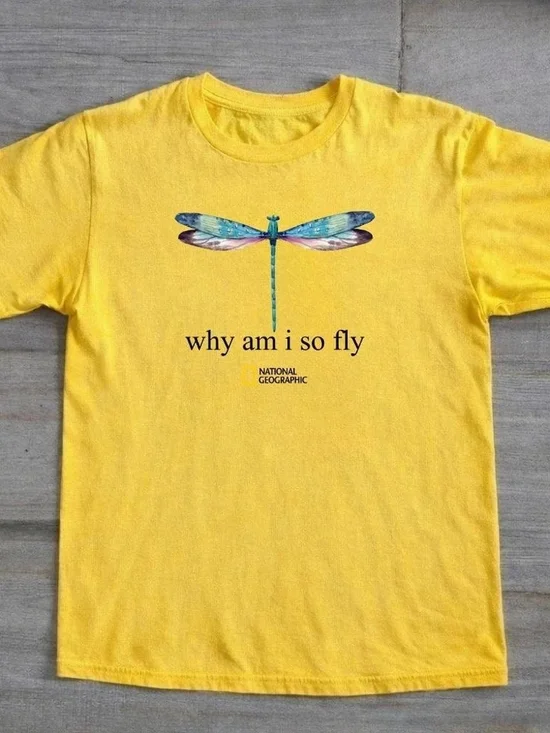 National Geographic Dragonfly Why Am I So Fly Graphic Yellow T-Shirt
