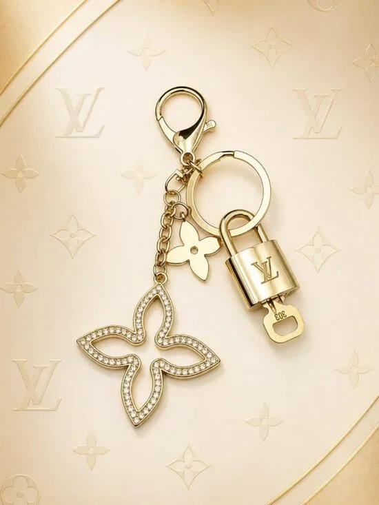 LV Gold Padlock & Key 🔒 Authentic Louis Vuitton Bag Unbranded Clover Charm