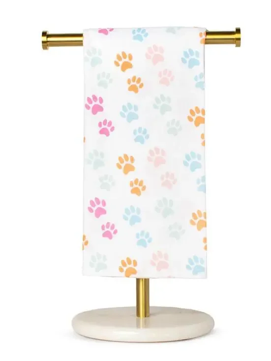 Pair of Dog Paw Hand Towel White/Multi   20x28