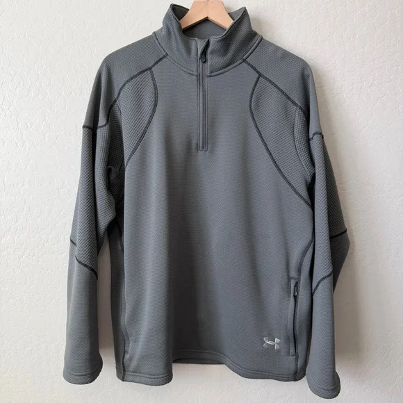 Under Armour Loose Fit Quarter Zip Gray‎ Pullover Mens Large Athletic