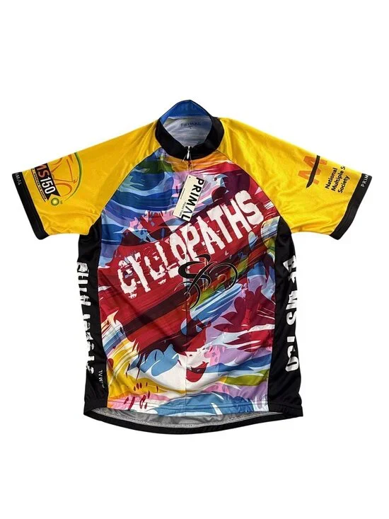 Primal Cycling Jersey Mens Large Cyclopaths BP MS 150 Full Zip Pockets Bike