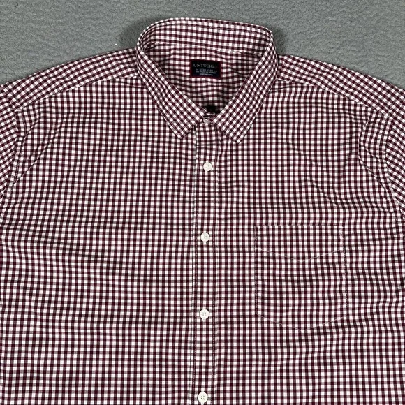 UNTUCKit Shirt‎ Mens XXXL Burgundy Gingham Plaid Performance Stretch Nylon Blend
