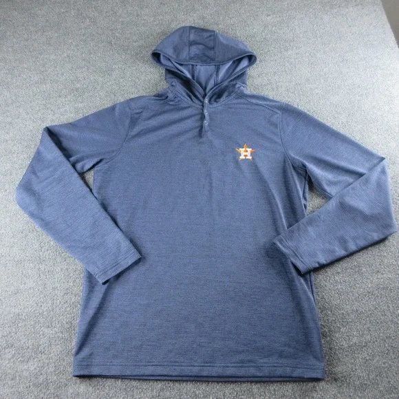 Houston Astros Hoodie Mens Medium Blue MLB Baseball Antigua Snap Pullover