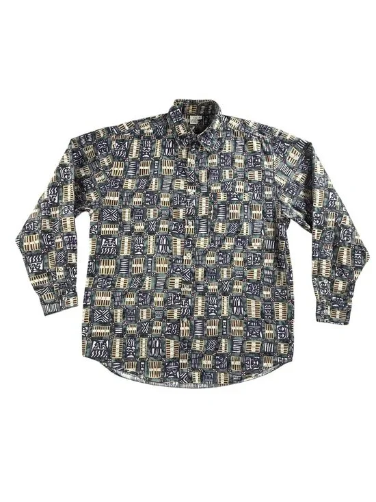 The Territory Ahead Shirt Mens Medium Geometric Button Down Long Sleeve Tribal