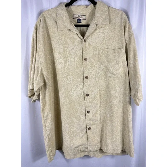 Tommy Bahama Vintage Silk 100% Shirt Mens XL Button‎ Up Tropical