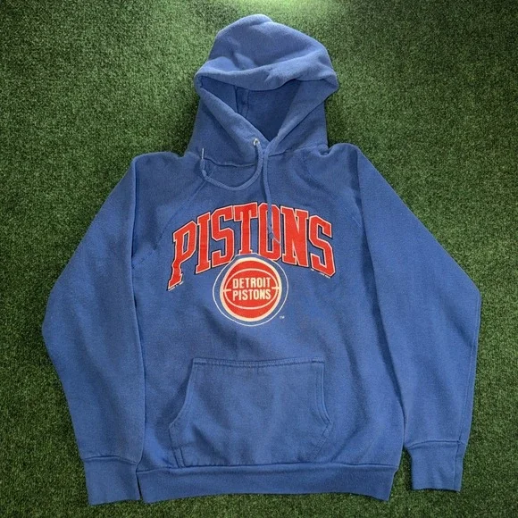 Vintage Detroit Pistons Pullover Hoodie Men's Size Medium Blue Hoodie