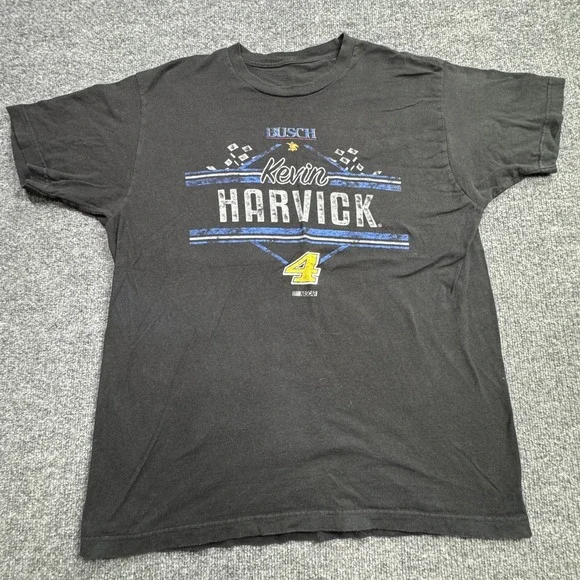 Kevin Harvick Busch NASCAR T Shirt Mens L Black Racing Graphic Tee Streetwear
