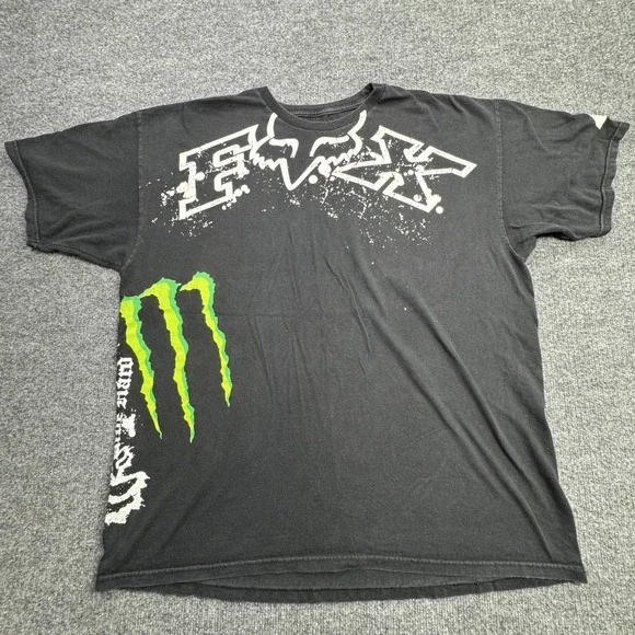 Fox Racing Monster Energy T Shirt Mens XL Black Graphic Motocross Tee