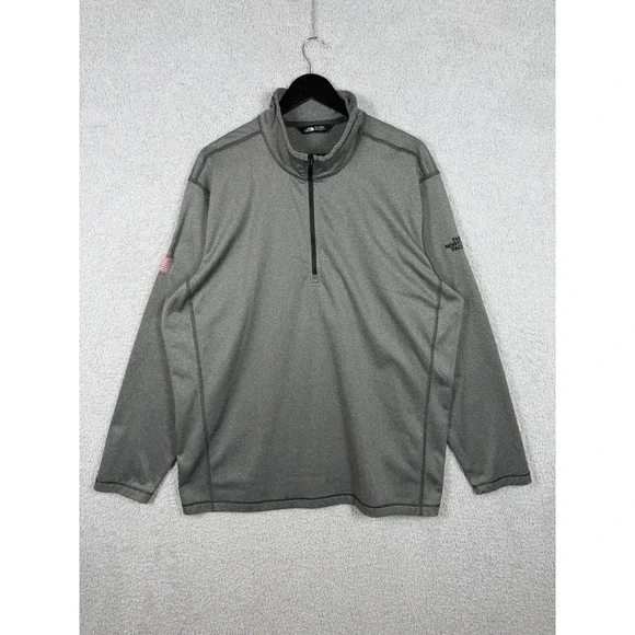 The North Face Mens Gray Quarter Zip Long Sleeve‎ Pullover Hoodie Sweatshirt 2XL