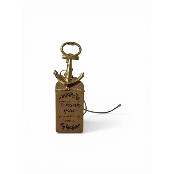 Gold Anchor Bottle Opener Wedding Favor – Nautical Thank You Party Gift