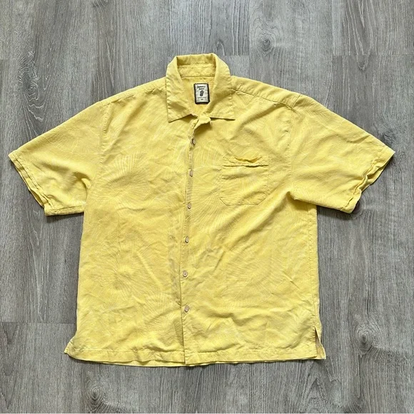 Jamaica Jaxx Yellow short sleeve men’s XL tropical Textured Shirt‎