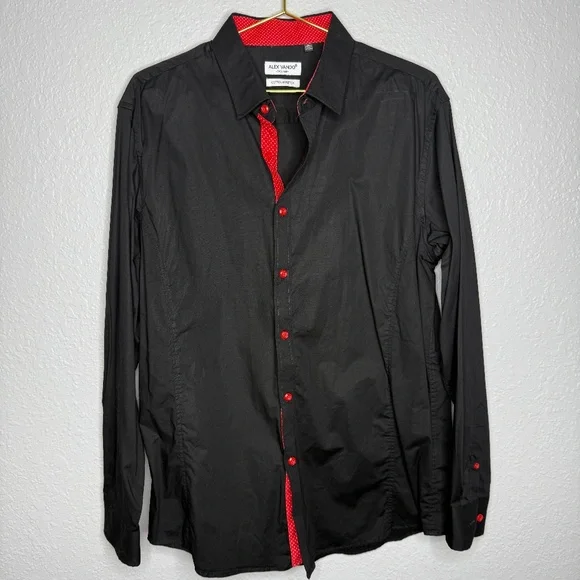 Pre-Owned Alex Vando Large‎ long - sleeve button down shirt. w/red accents