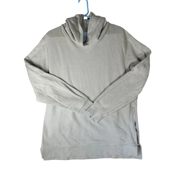 John Elliott Men Villain Side Zip Hoodie Sage Green Cotton French Terry Made USA
