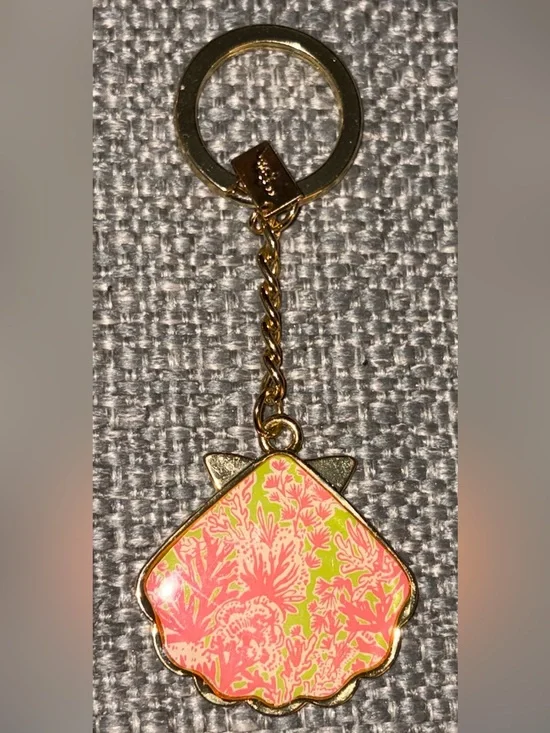 Lilly Pulitzer Pink and Lime Shell Charm Keychain
