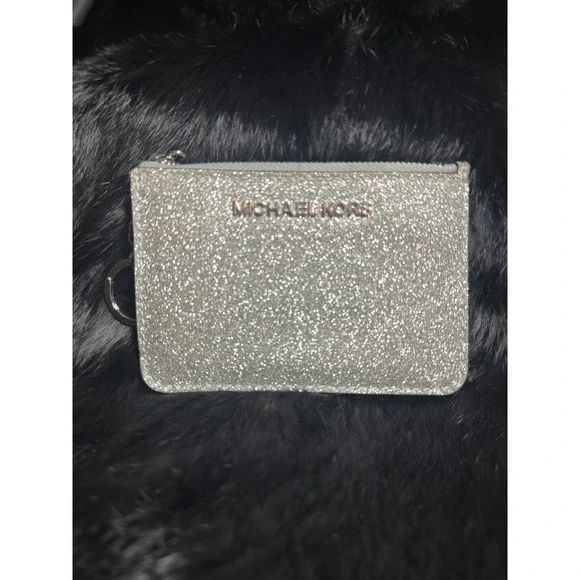 Michael Kors Mini Silver Glitter Wallet Id And Card Holder