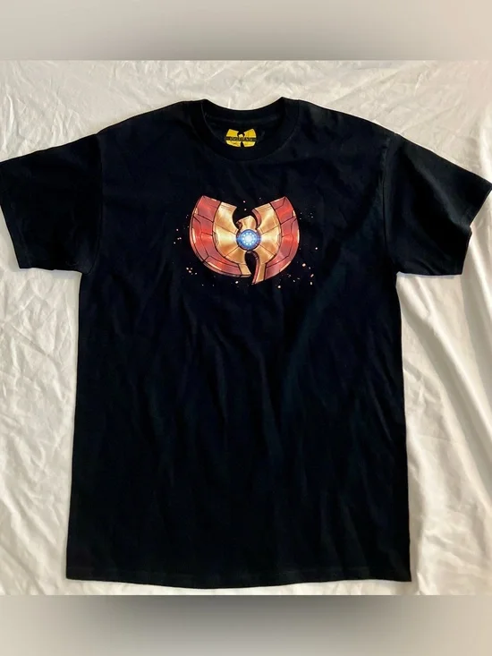 Wu Starfire Arc Reactor Symbol Ghostface Killah Iron Man Collab Black Tee