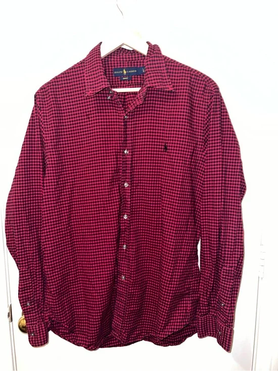 Ralph Lauren Red and Black Micro-Check Button-Down Shirt