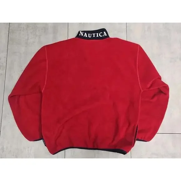 Vintage Nautica Nautech Fleece Pullover Jacket XL USA‎ Red