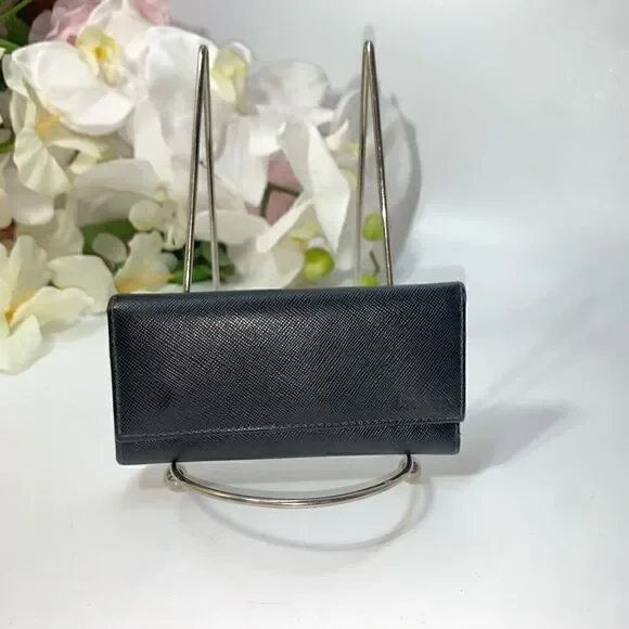 Authentic Prada Saffiano Leather 6 Key Wallet Black