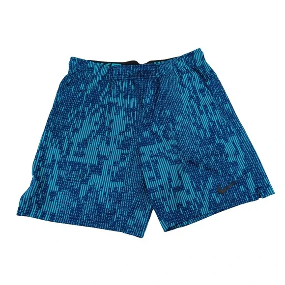 Nike Blue All All Over Print Training‎ Shorts Mens L  Athletic Active Gym Casual