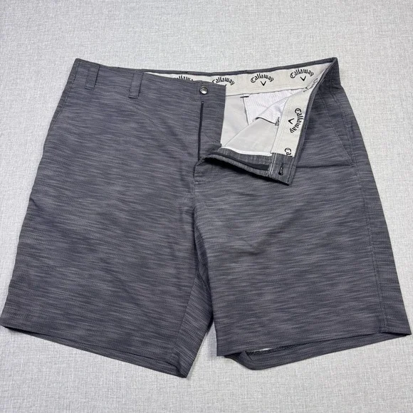 Callaway Shorts Mens 40 Gray Chino‎ Flat Front Polyester Spandex 11 Inseam