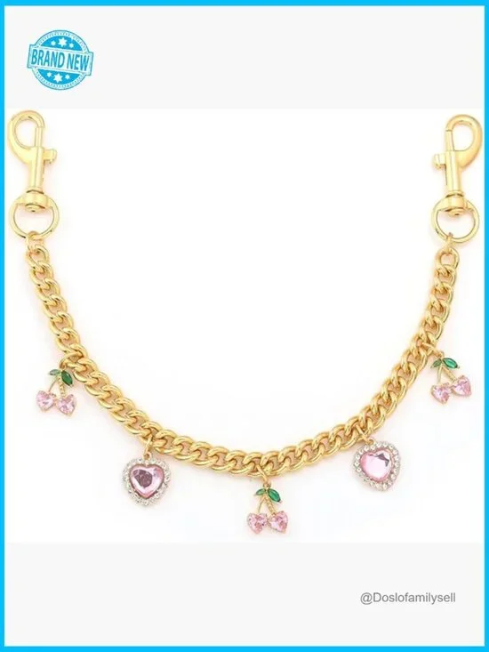 Gold Purse Chain Extender with Charms Bag Strap Accessory Keychain