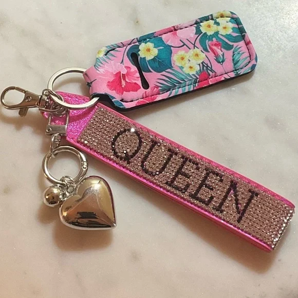 Queen Pink Detachable Purse Keychain & Lipstick Pouch