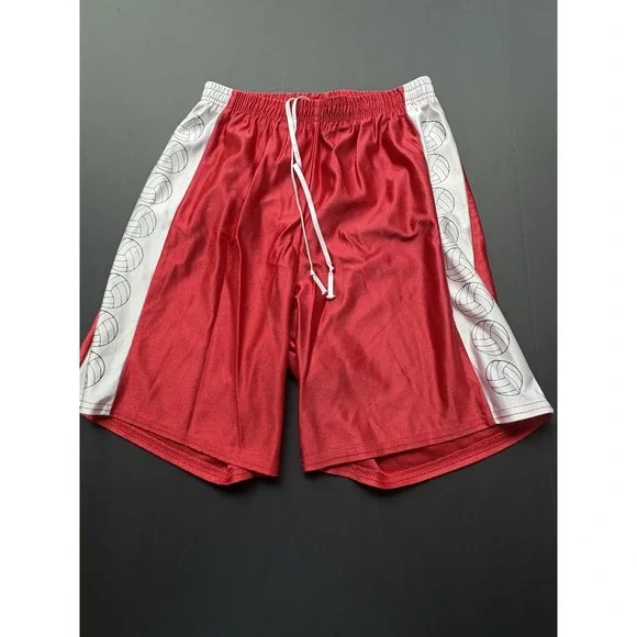 COBBLESTONE Red Athletic Gym Shorts Size S Men's‎ Sports Mesh Volleyball Print