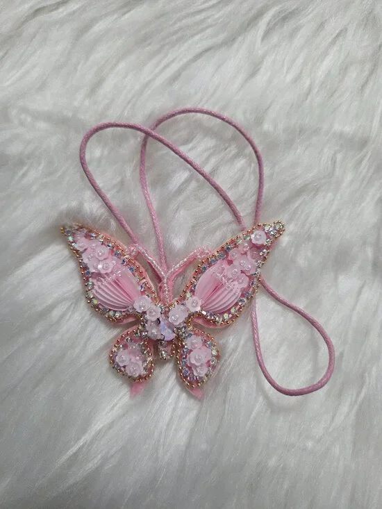 Beaded Butterfly Design Bag Charm