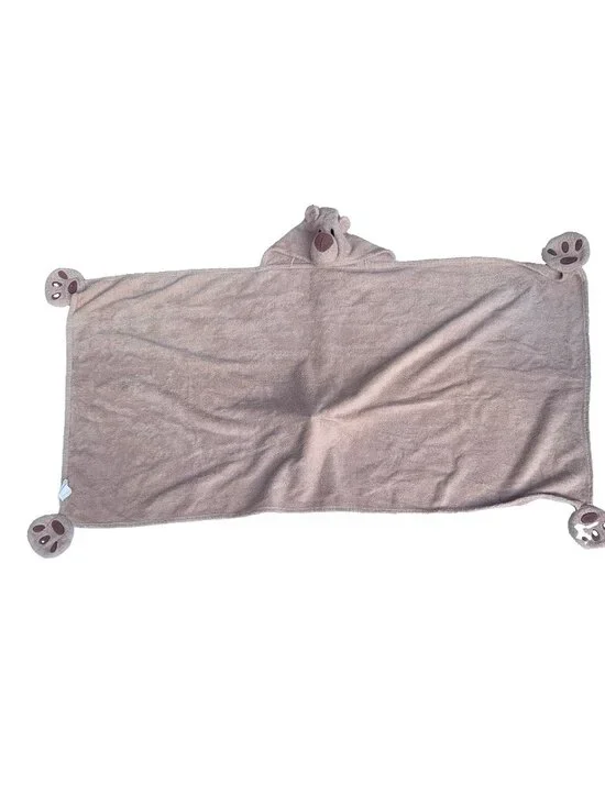 VTG Pottery Barn Kids Outlet Bear Hooded Bath Towel Beach Brown 100% Cotton Y2K