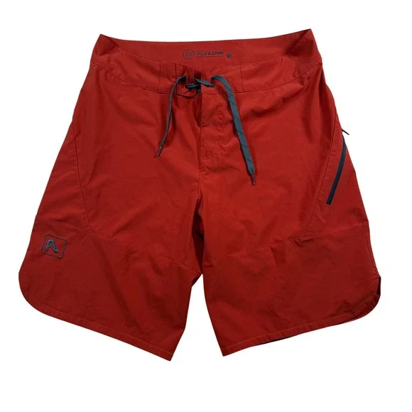 Flylow‎ Mountain Bike Shorts Mens Small Rust Red Drawstring Stretch