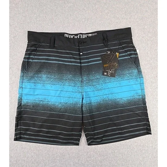 Ring Of Fire Board Shorts Mens Size 36 ‎ Sea And Sun Swim Short Blue Unlined NEW