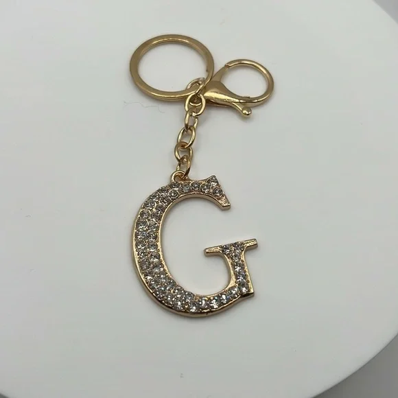 351. Gold Initial G Keychain with Crystals
