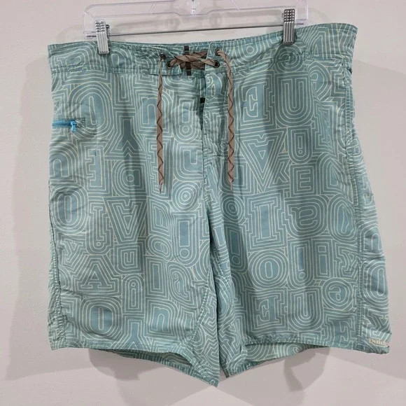 Patagonia Wavefairer Mens Board Shorts Size 38 Blue‎ Summer Beach Swim