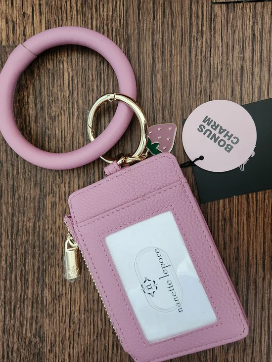 Nanette Lepore Pink Cardholder Wristlet with Gold Hardware