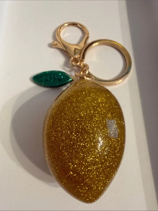 Gold Glitter Lemon Bag Charm- NWOT