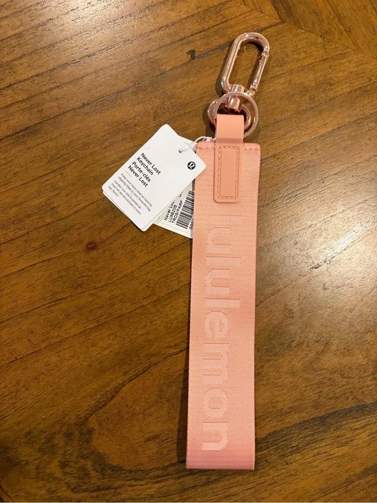 lululemon athletica Pink Wristlet Key & Card Holder with Rose Gold Clip