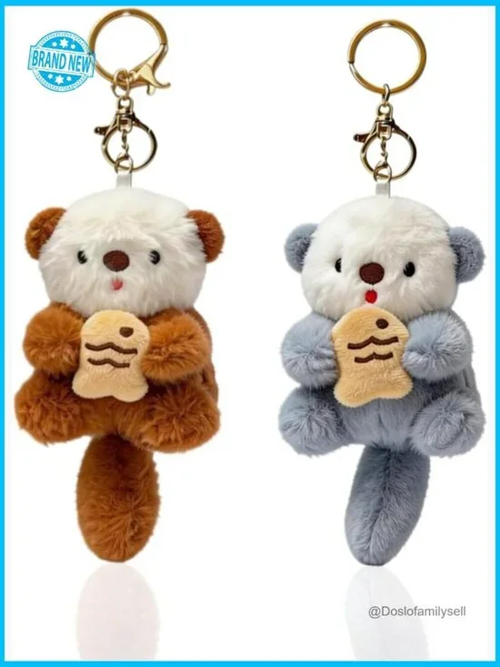 Otter Plush Keychain Adorable Animal Charm for Handbags Keys Backpacks Cute