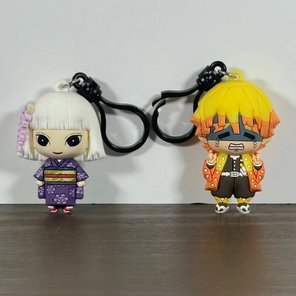 Demon Slayer Bag Clip Zenitsu Hinaki Ubuyashiki 3D Foam Keychain Monogram Lot 2