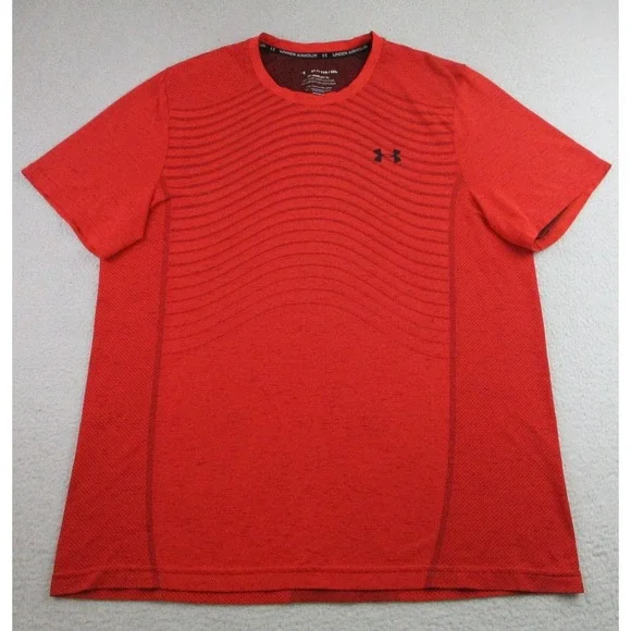 Under Armour Shirt‎ Mens 2XL Orange HeatGear Seamless Fitted Athletic Training